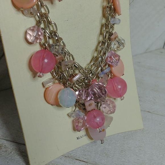 New Pink Beaded Necklace and Bracelet Set - Picture 2 of 7
